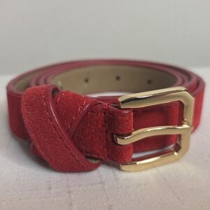 Talbots Red Suede Leather Skinny Belt, L